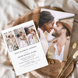 Einfaches Minimalistisches Foto Elegante White Wed Einladung