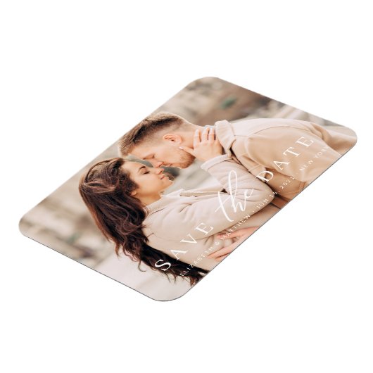 Einfaches Minimalistisches Foto Hochzeit speichern Magnet (Linke Seite)