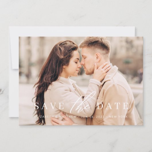 Einfaches Minimalistisches Foto Hochzeit speichern Save The Date (Vorderseite)
