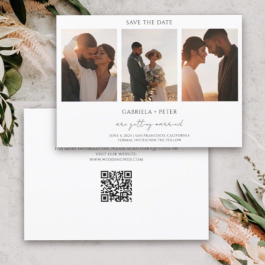 Einfaches Minimalistisches Foto Hochzeit speichert Einladung