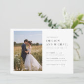 Einfaches Minimalistisches Foto Horizontal Hochzei Einladung (Stehend Vorderseite)