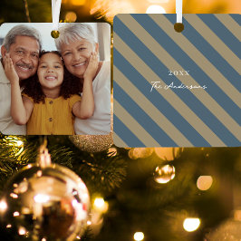 Einfaches Minimalistisches Foto in Blau und Beige Ornament Aus Metall