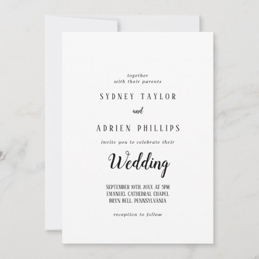 Einfaches Minimalistisches Foto informelle Hochzei Einladung (Vorderseite)