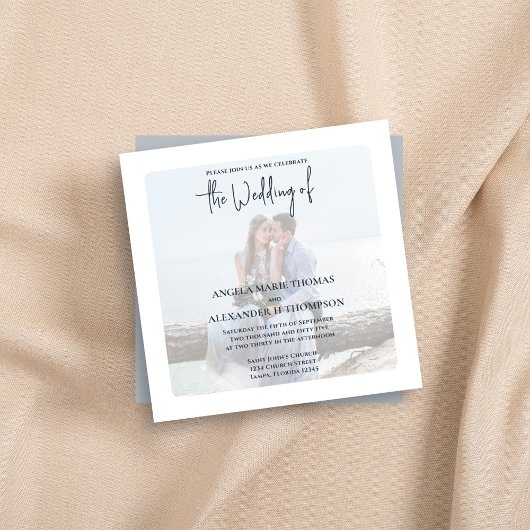 Einfaches Minimalistisches Foto Light Blue QR Code Einladung