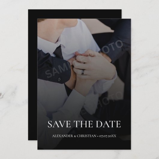 Einfaches Minimalistisches Foto mit QR-Code-Hochze Save The Date (Vorne/Hinten)