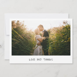 Einfaches Minimalistisches Foto Moderne Hochzeit Dankeskarte
