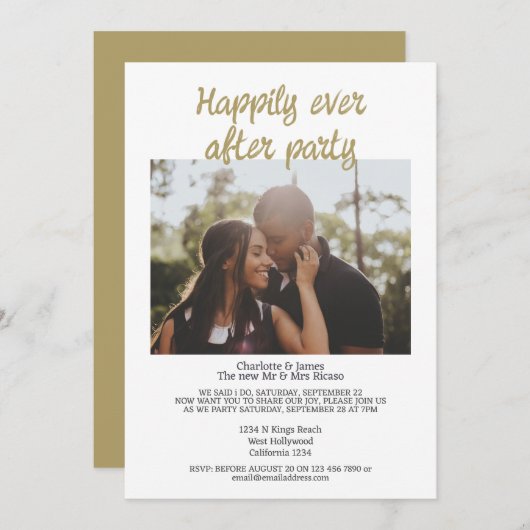 Einfaches minimalistisches Foto nach der Hochzeits Einladung (Vorne/Hinten)