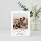 Einfaches Minimalistisches Foto Save the Date Ankündigungspostkarte (Stehend Vorderseite)
