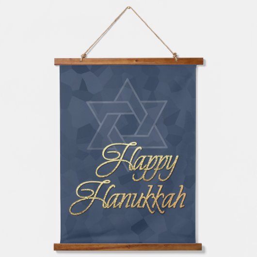 Einfaches Minimalistisches Glück Hanukkah Wandteppich Mit Holzrahmen (Vorderseite)