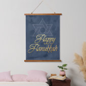 Einfaches Minimalistisches Glück Hanukkah Wandteppich Mit Holzrahmen (Schlafzimmer)