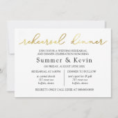 Einfaches Minimalistisches Gold Foil Probe Dinner Einladung (Vorderseite)