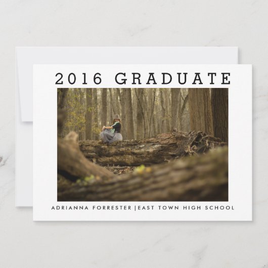 Einfaches Minimalistisches Graduate Foto 2016 Einladung (Vorderseite)