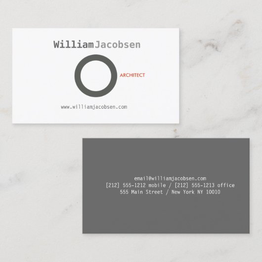 Einfaches Minimalistisches Grau Visitenkarte (Vorne/Hinten)