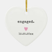 Einfaches Minimalistisches Herzinfarktdatum Verlob Keramik Ornament (Vorne)
