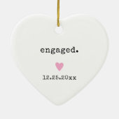 Einfaches Minimalistisches Herzinfarktdatum Verlob Keramik Ornament (Hinten)