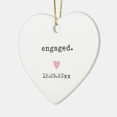 Einfaches Minimalistisches Herzinfarktdatum Verlob Keramik Ornament (Links)