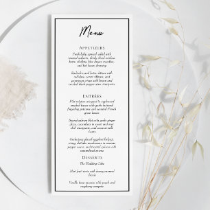 Einfaches Minimalistisches Hochzeitsmenü Menükarte
