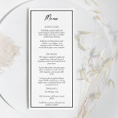 Einfaches Minimalistisches Hochzeitsmenü Menükarte