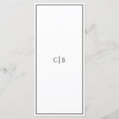 Einfaches Minimalistisches Hochzeitsmenü Menükarte (Rückseite)