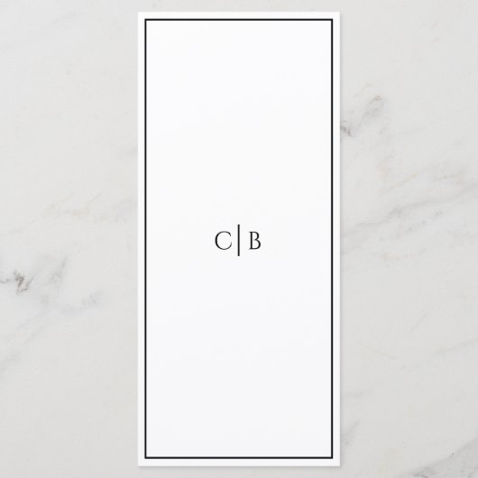 Einfaches Minimalistisches Hochzeitsmenü Menükarte (Rückseite)