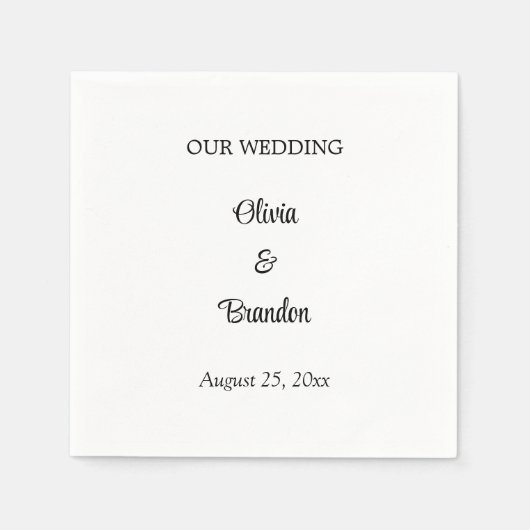 Einfaches Minimalistisches Hochzeitspapier Napkins Serviette (Vorderseite)