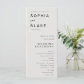 Einfaches Minimalistisches Hochzeitsprogramm (Stehend Vorderseite)