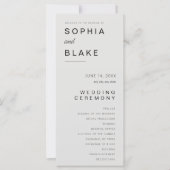 Einfaches Minimalistisches Hochzeitsprogramm (Vorderseite)