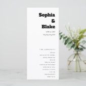 Einfaches Minimalistisches Hochzeitsprogramm (Stehend Vorderseite)
