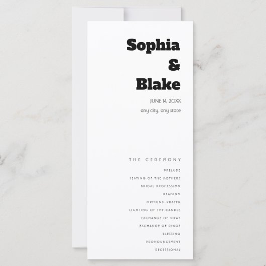 Einfaches Minimalistisches Hochzeitsprogramm (Vorderseite)