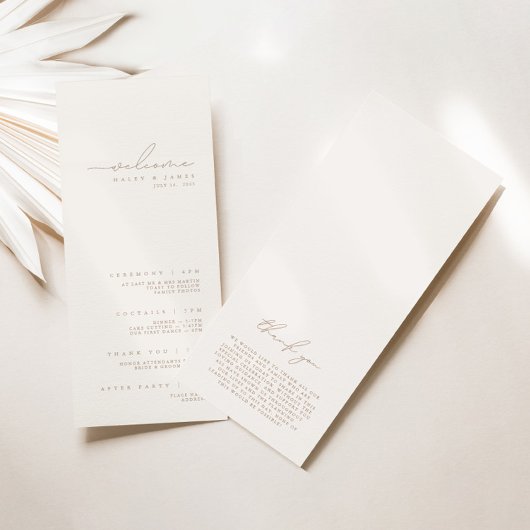 Einfaches Minimalistisches Hochzeitsprogramm für E Menükarte