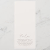 Einfaches Minimalistisches Hochzeitsprogramm für E Menükarte (Rückseite)
