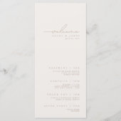 Einfaches Minimalistisches Hochzeitsprogramm für E Menükarte (Vorderseite)