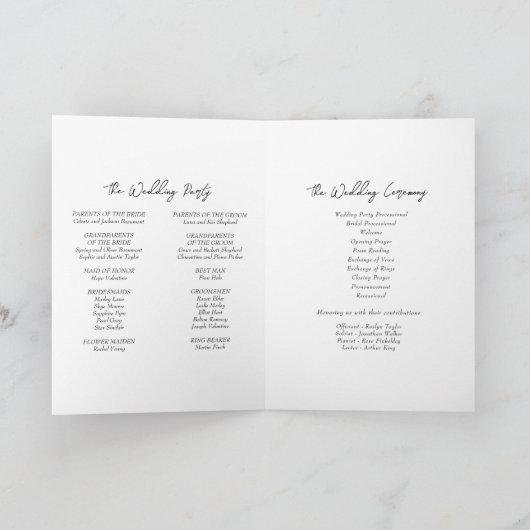 Einfaches Minimalistisches Hochzeitsprogramm Programm (Innenseite)