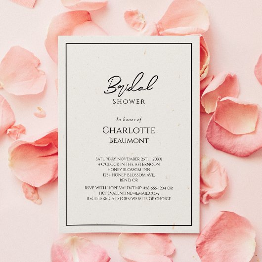 Einfaches Minimalistisches Hochzeitsszenario-Braut Einladung