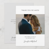 Einfaches Minimalistisches Hochzeitsszenario-Foto Dankeskarte (Vorne/Hinten)