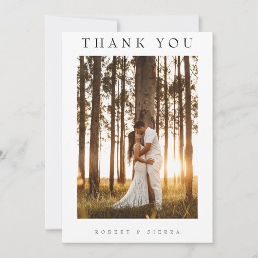 Einfaches Minimalistisches Hochzeitsszenario-Foto Dankeskarte (Vorderseite)