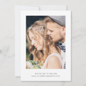 Einfaches Minimalistisches Hochzeitsszenario-Foto Save The Date (Rückseite)