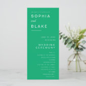 Einfaches Minimalistisches Jade Green Wedding Prog (Stehend Vorderseite)