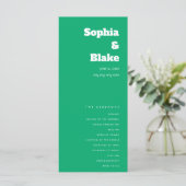Einfaches Minimalistisches Jade Green Wedding Prog (Stehend Vorderseite)