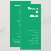 Einfaches Minimalistisches Jade Green Wedding Prog (Vorne/Hinten)