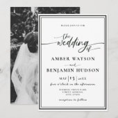 Einfaches Minimalistisches kalligrafisches Foto Mo Einladung (Vorne/Hinten)