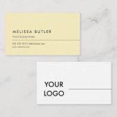 Einfaches Minimalistisches Logo-Pastellgelb Visitenkarte (Vorne/Hinten)