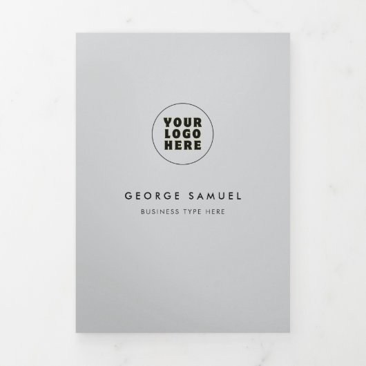 Einfaches Minimalistisches Logo- und Bildgeschäft Dreifach Gefaltete Karte (Cover)