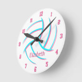 einfaches minimalistisches Mädchen-Volleyball Runde Wanduhr (Winkel)