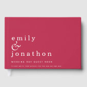 Einfaches Minimalistisches Magenta Wedding Gästebu Gästebuch (Vorderseite)