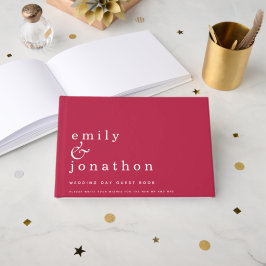 Einfaches Minimalistisches Magenta Wedding Gästebu Gästebuch