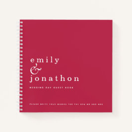 Einfaches Minimalistisches Magenta Wedding Gästebu Notizblock