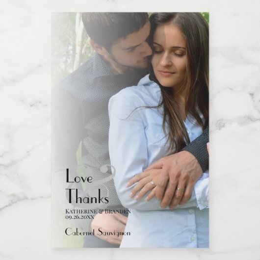 Einfaches Minimalistisches modernes Foto Wedding M Weinetikett (Einzelnes Label)