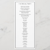 Einfaches Minimalistisches modernes Hochzeitsprogr Programm (Rückseite)