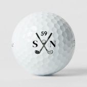 Einfaches minimalistisches modernes Monogramm Golfball (Vorderseite)